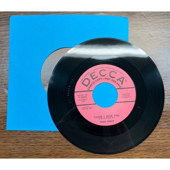Webb Pierce Cause I Love You / Yes I Know Why 45 Country Promo DECCA 9-29805 - Picture 3 of 4